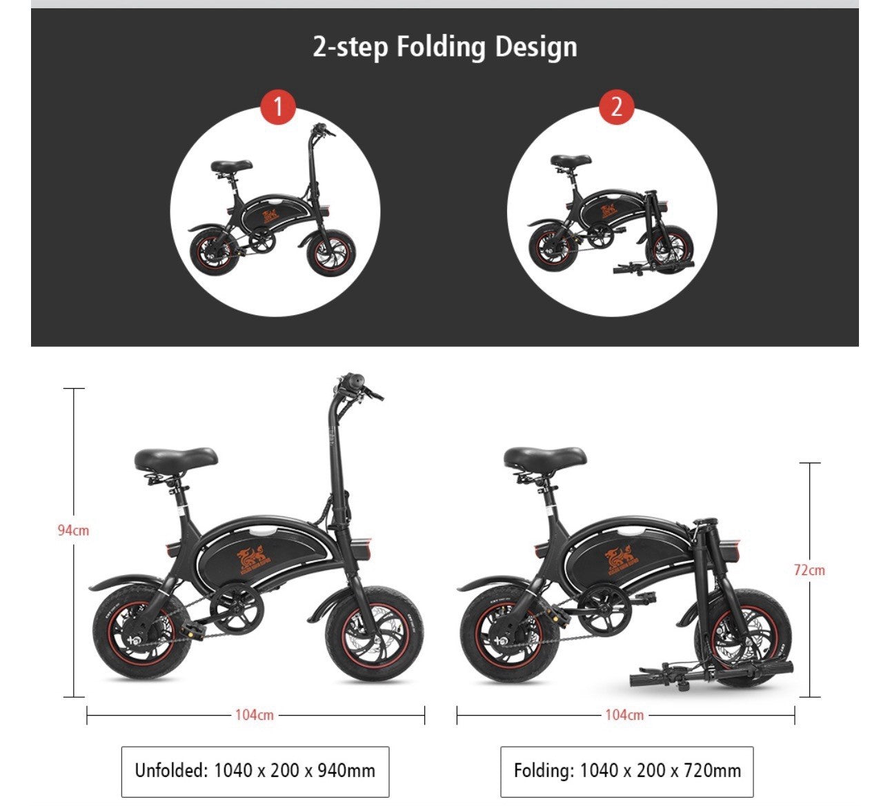Kugoo Kirin V1 bike, also known as the B2 model. Dolphin-shaped frame.
