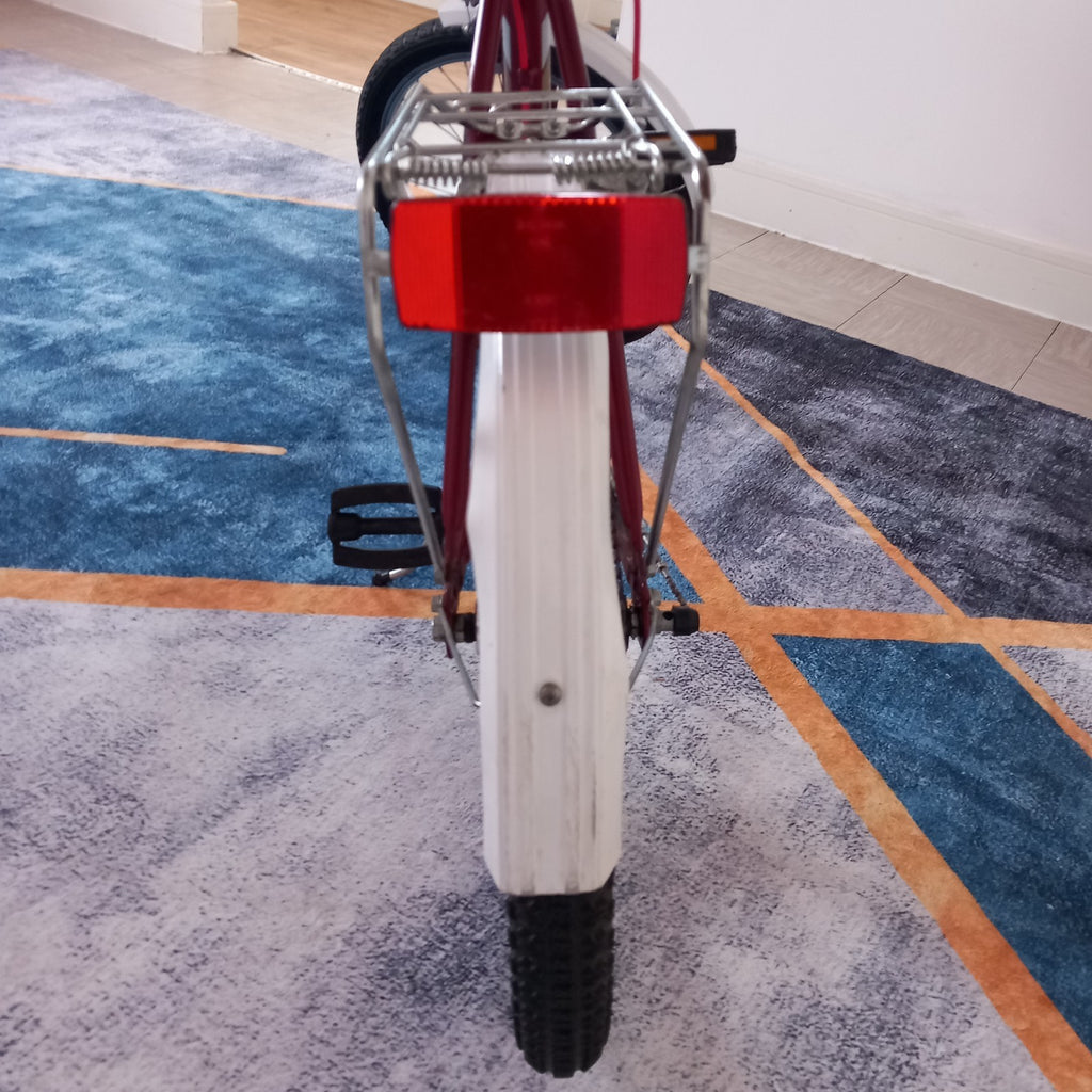 Technix Retro Folding Bike Red/White/Crome. Mudguards. Kickstand. Reflectors