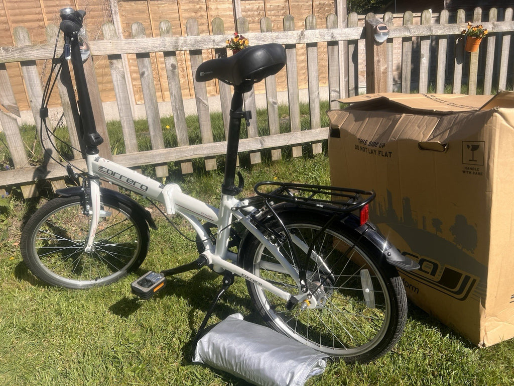 Carrera Transit 20in Folding Bike 3-Speed White/Black Rack Mudguards MPN 361292