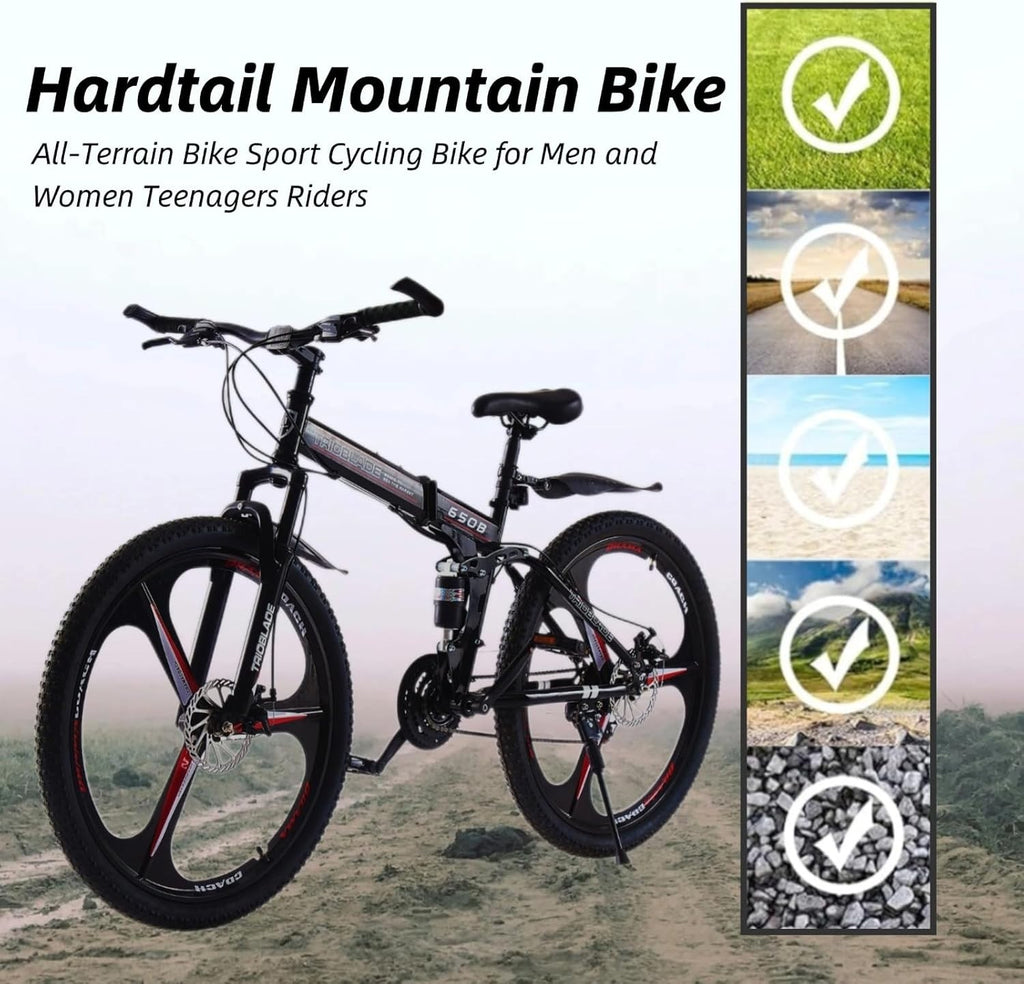 TRIOBLADE 27.5" Folding Mountain Bike 21 Speed Foldable Mountain Bicycle