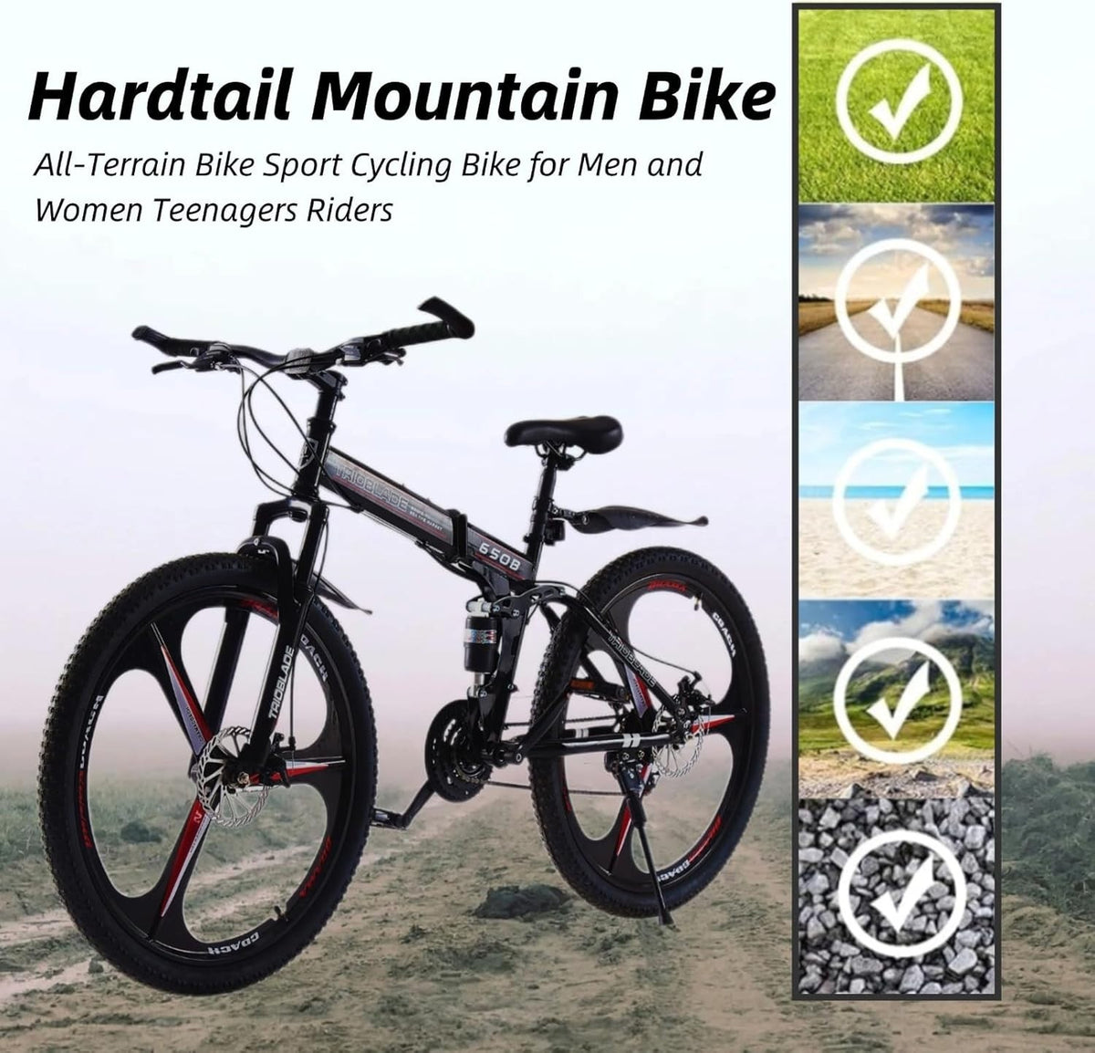 TRIOBLADE 27.5" Folding Mountain Bike 21 Speed Foldable Mountain Bicycle