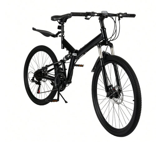 26" Folding Mountain Bike 21 Speed Men Bikes MTB Bicycle School Dual Disc Brake