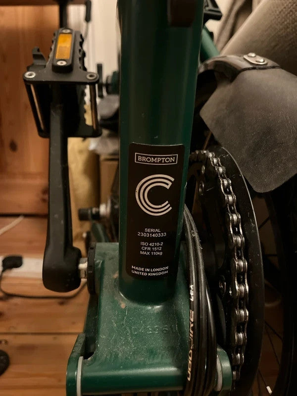 Brompton C Line 6 Speed 2023 M Handlebar Folding Bike - Racing Green/Matt Black