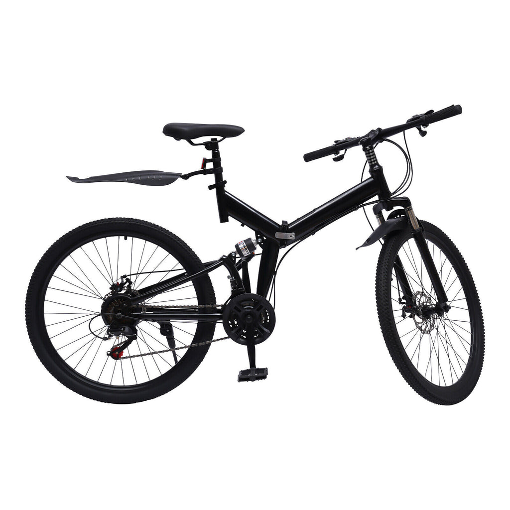 26" 21-Speed Folding Mountain Bike Foldable Bicycle Disc Brake Mountain Bike NEW