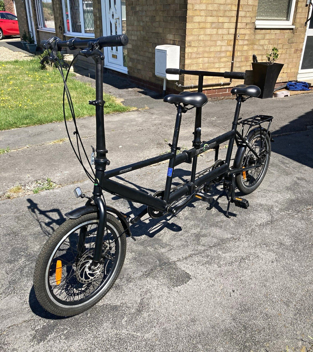 Ecosmo E20TF01BL Folding Tandem Bike 20in 7-Speed Disc Brakes Rack Guards