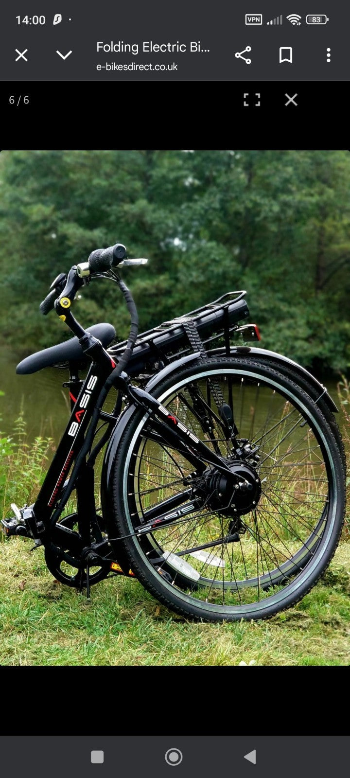 Folding Bike Commuter 700c Wheel 9.6Ah Battery Black Red Basis Hybrid