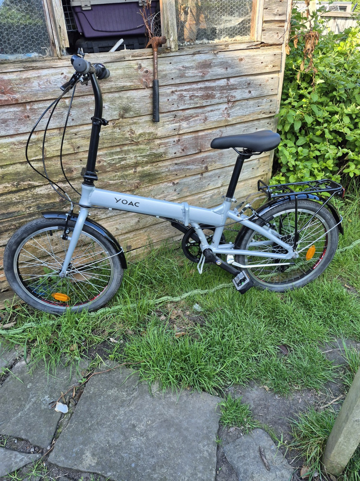 YOAC Folding Bike Alloy Bicycle Steel 13in Frame, 20in Wheel - Silver