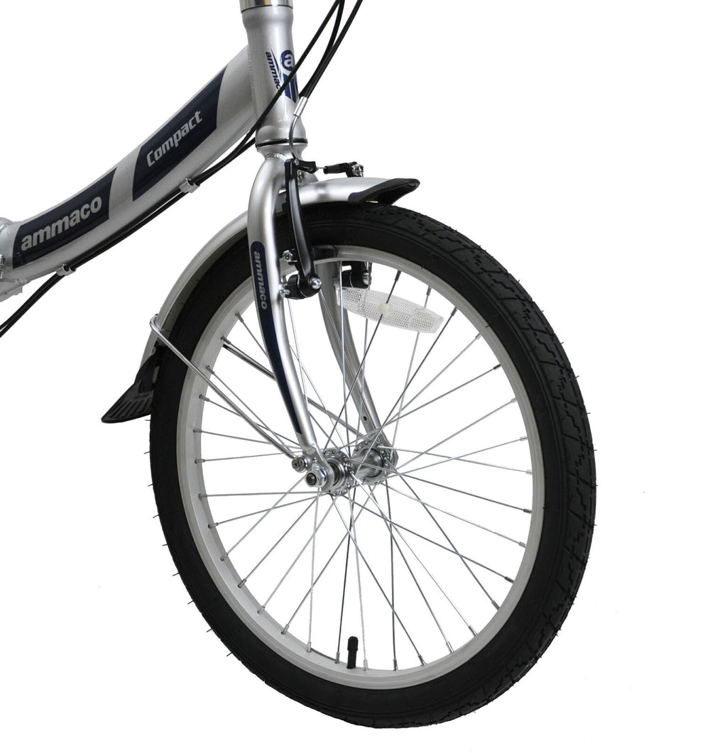 Ammaco Pakka Compact 20 Inch Wheel Folding Shopper Camping Bike 6 Speed Silver