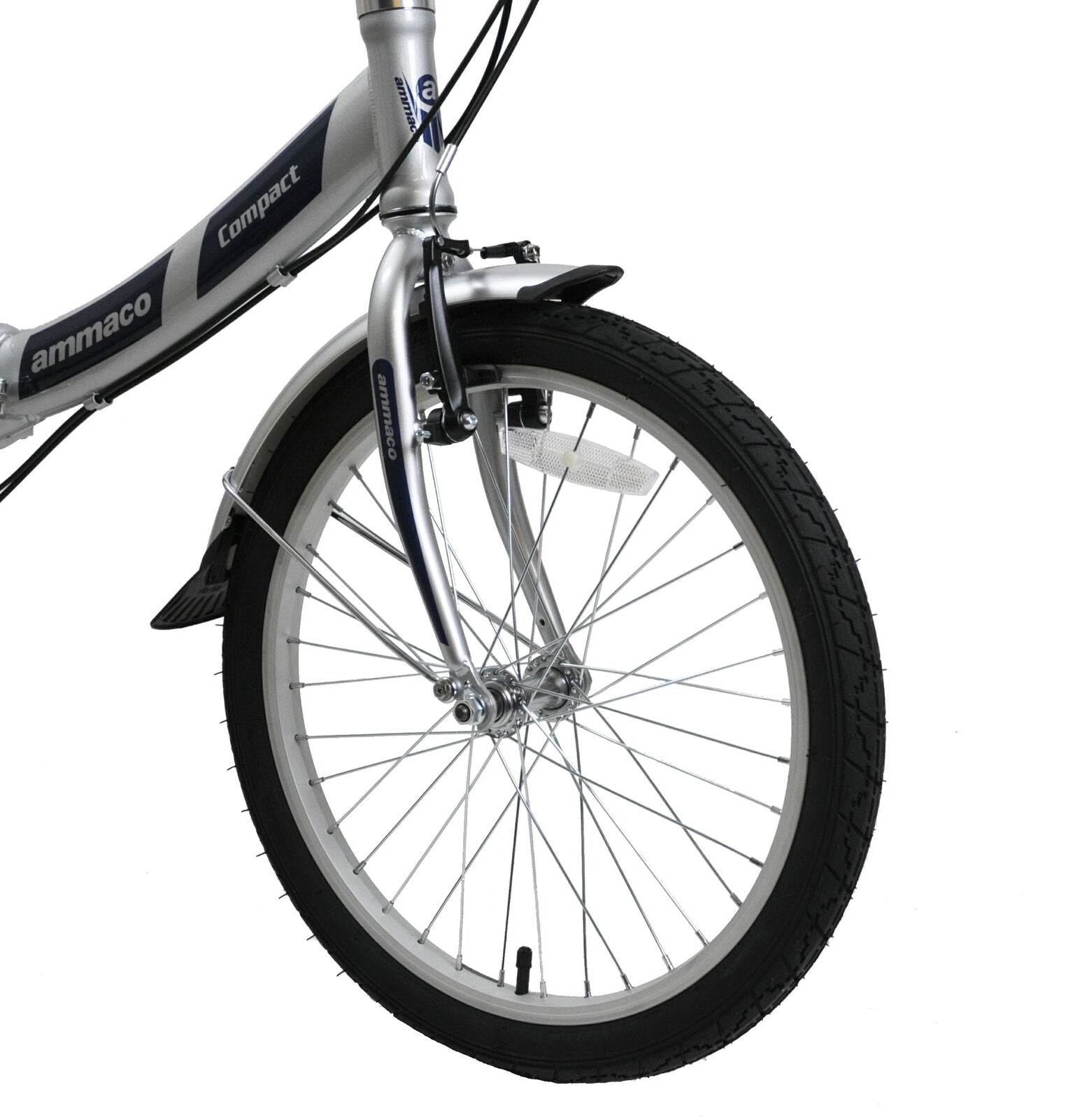 Ammaco Pakka Compact 20 Inch Wheel Folding Shopper Camping Bike 6 Speed Silver