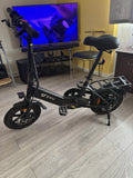 DYU Electric Foldable Folding Bike 14in Wheels Black Mechanical Disc Brakes
