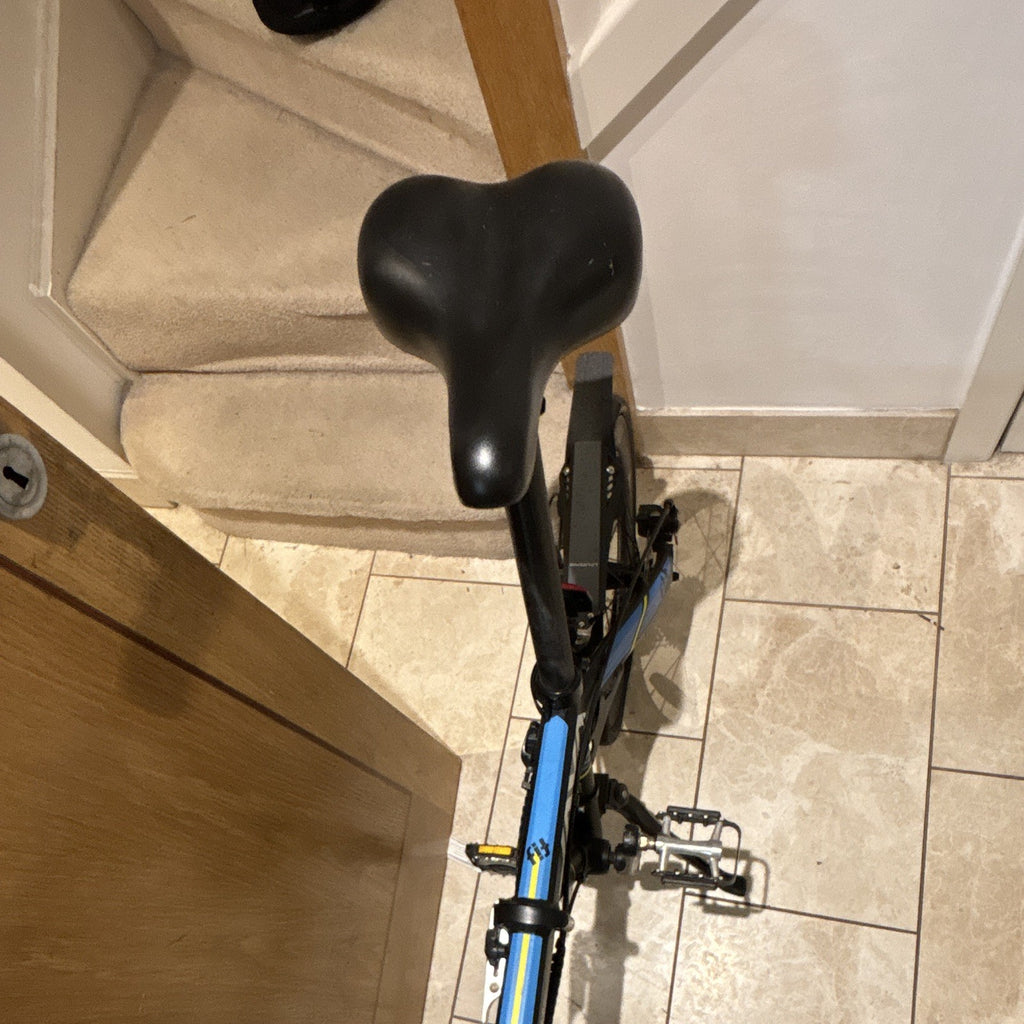 JAVA 20in Folding Bike Mechanical Disc, Derailleur Gears, Mudguards, Black/Blue