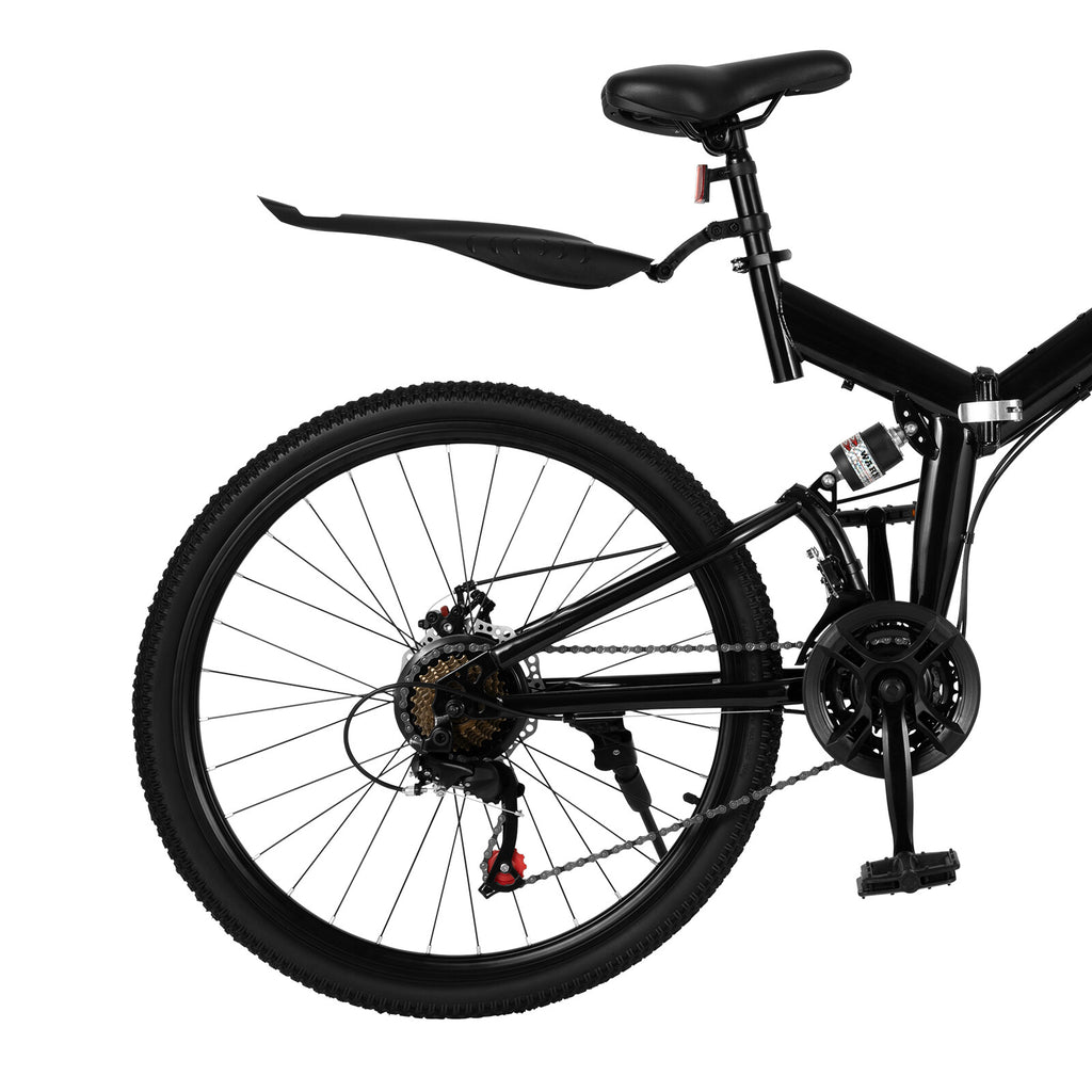 Mens Womens Mountain Bike 26 inch Wheel 21-Speed Foldable Double Disc Brake Bike
