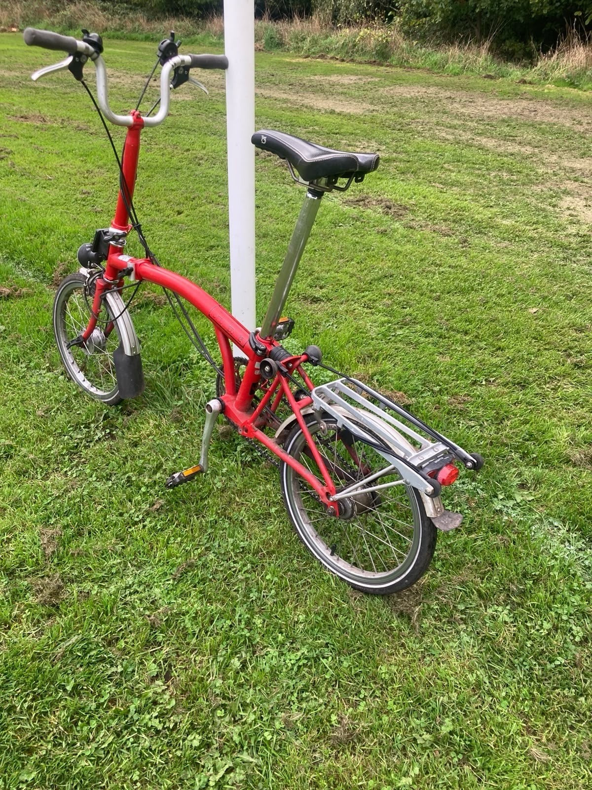 Brompton Red 16in Folding Bike w/ Rear Rack, Mudguards & Reflectors