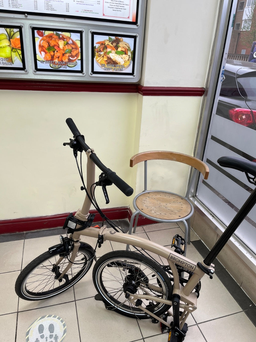Brompton C Line Explore Elctrc Bike 2025 12-Speed, Roller Frame, Dune Sand