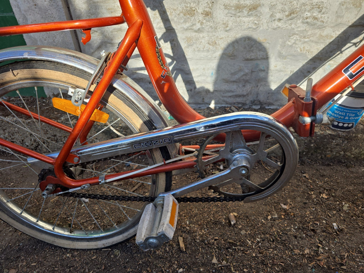 Cinzia Vintage Folding Bicycle Orange Frame Made In Italy 1980s Used Condition