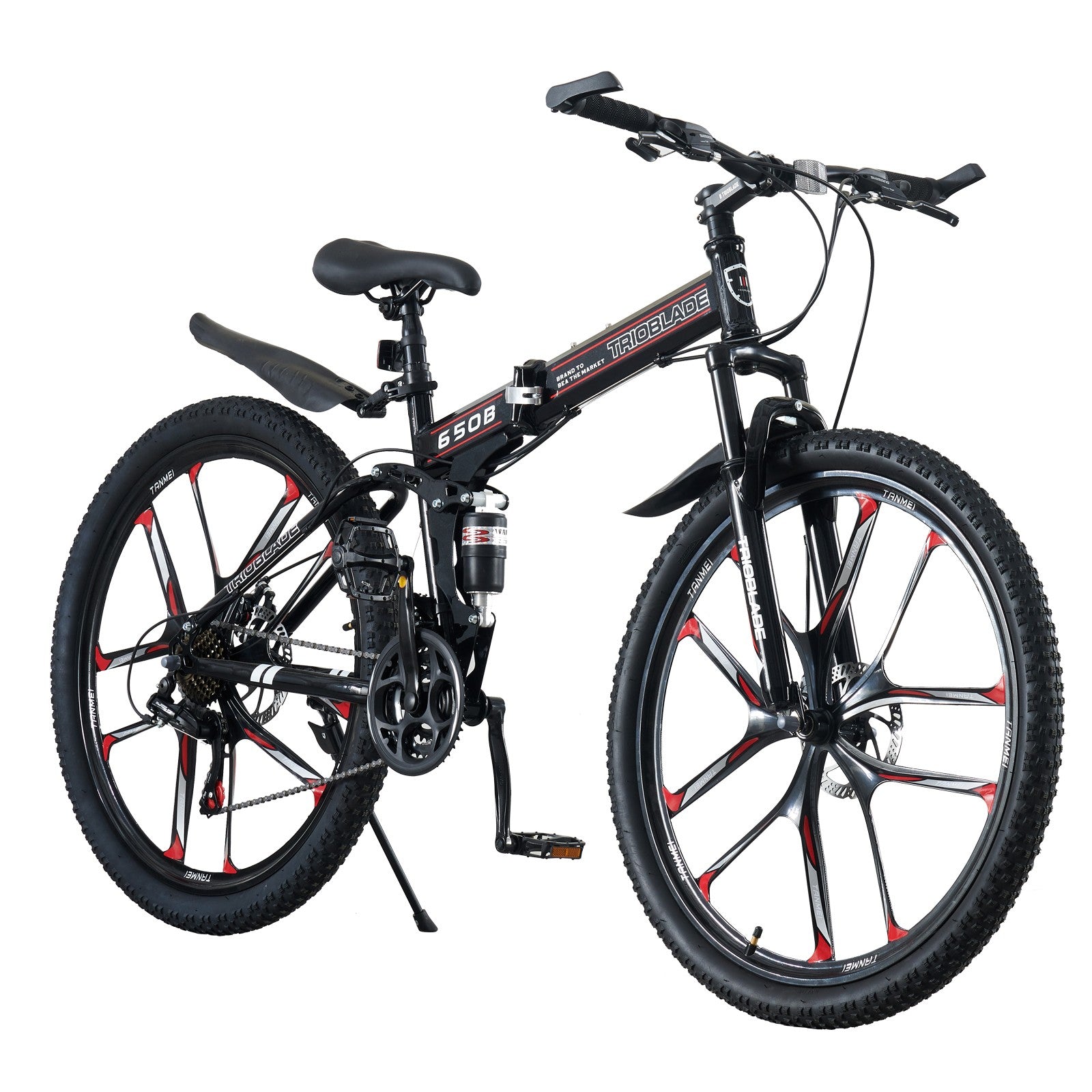 Folding Mountain Bike 27.5Inch Bikes 21 Speed Full Suspension Bicycle Men Women