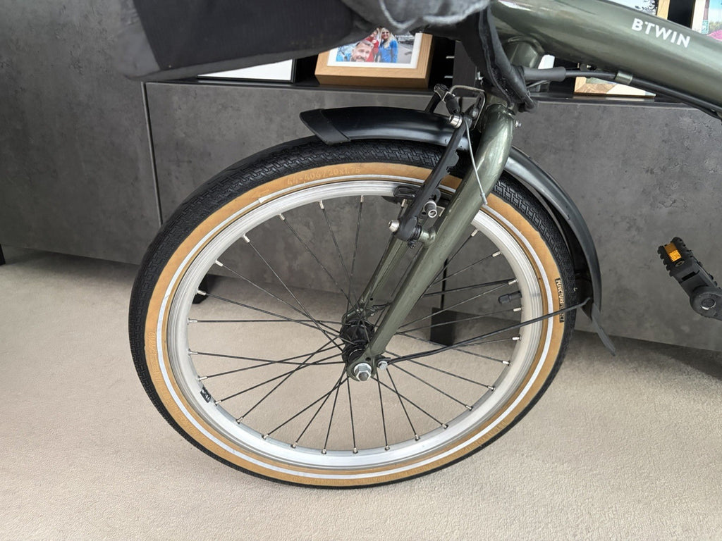 B’TWIN E-FOLD 500-GREEN FOLDING BICYCLE 20" WITH FRONT BAG