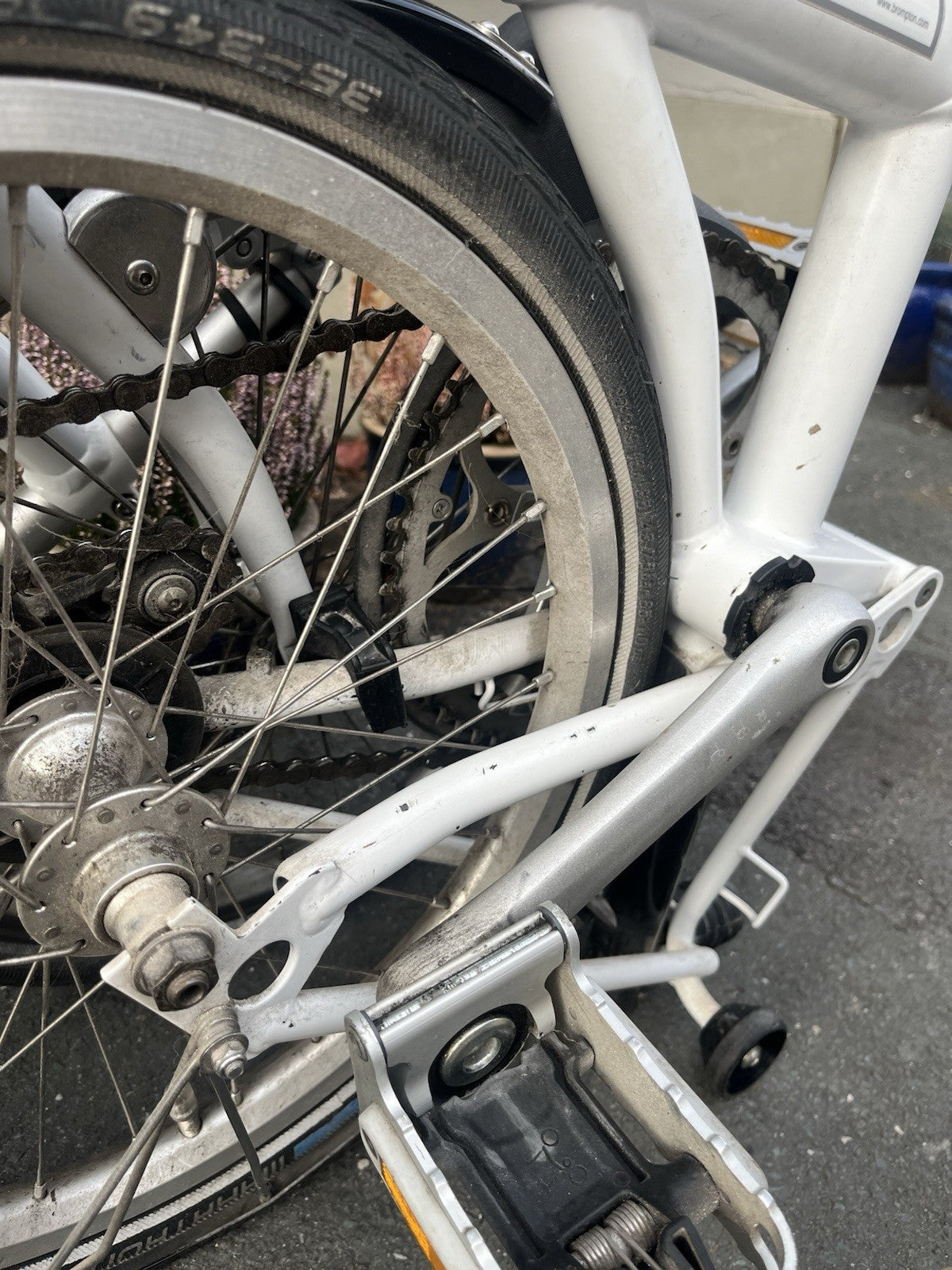 Brompton S1L Folding Bike In White With Black Upgrades