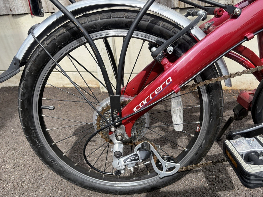 Carerra Intercity Folding Bike In Red.