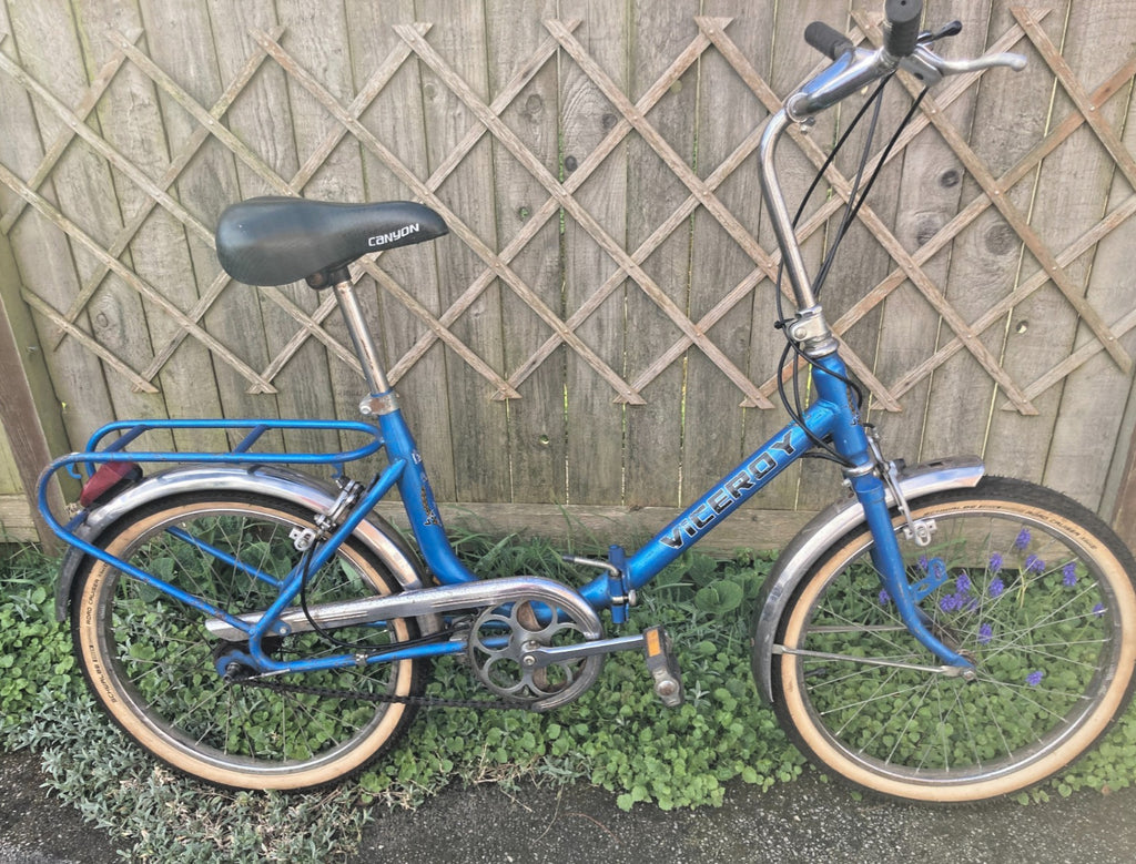 Vintage Raleigh Viscount Unisex Folding Bike - Blue - Good Usable Condition