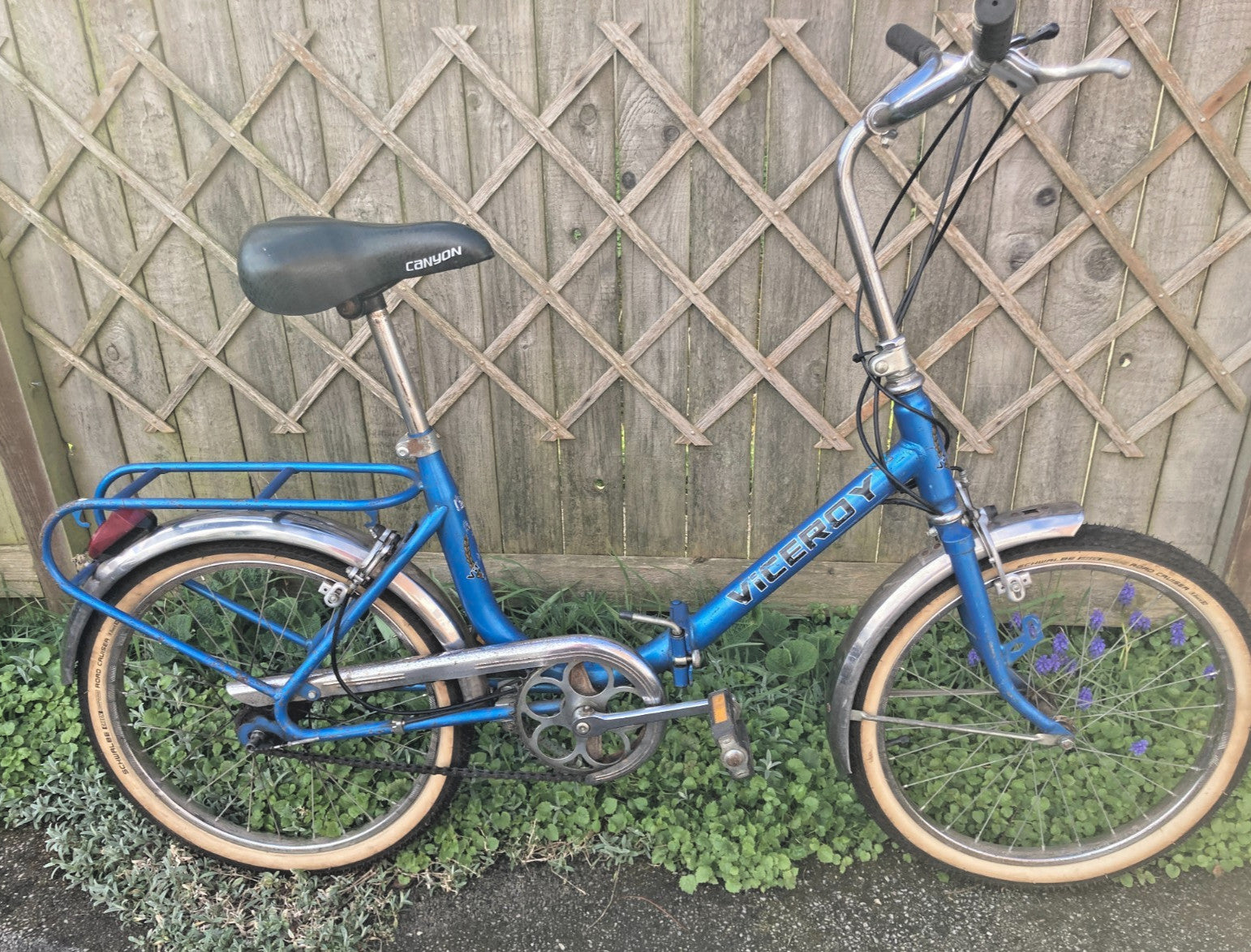 Vintage Raleigh Viscount Unisex Folding Bike - Blue - Good Usable Condition