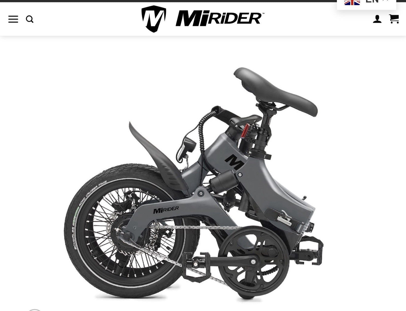 MiRider One  16 Grey Folding Bike Ideal For Motorhomes Campervans And Caravans