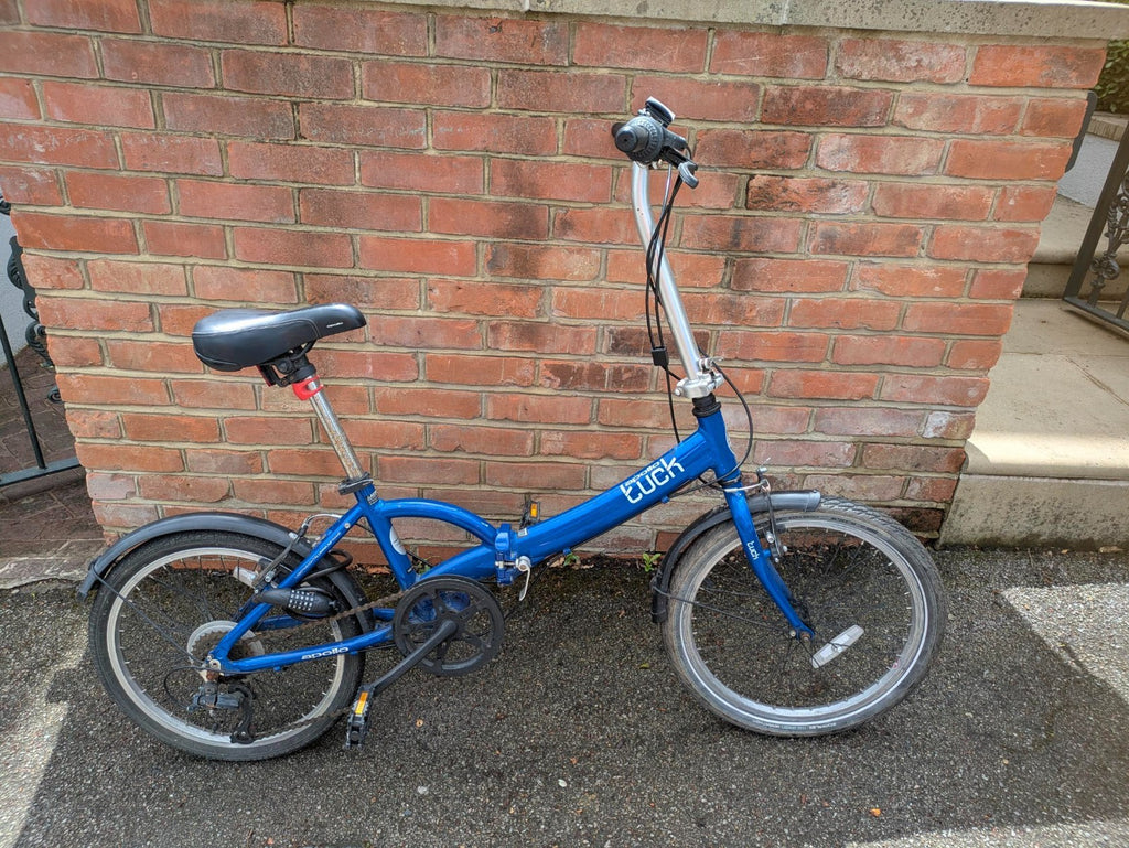 Apollo Tuck Folding Bike 20in Blue 1-Speed V-Brake Kickstand