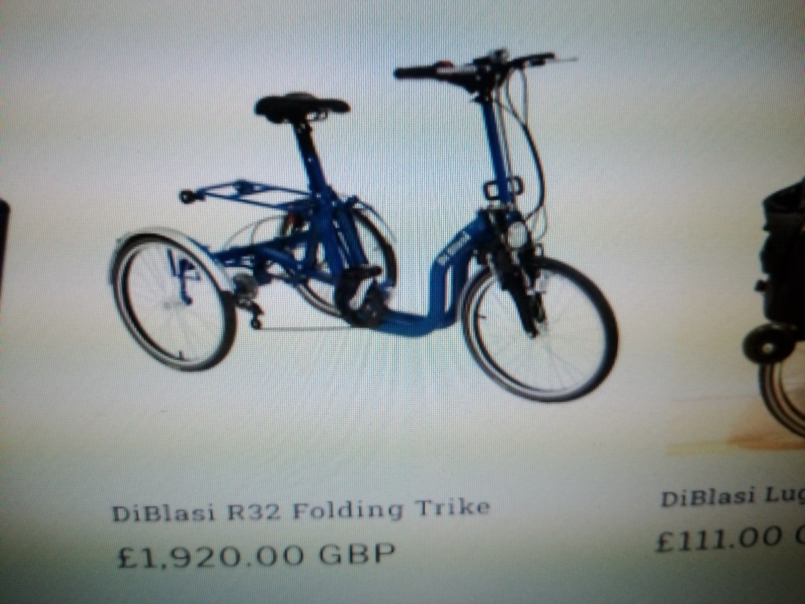 Three wheel folding bike.Di Blasi R32 Folding Tricycle. Lovely blue.High Quality