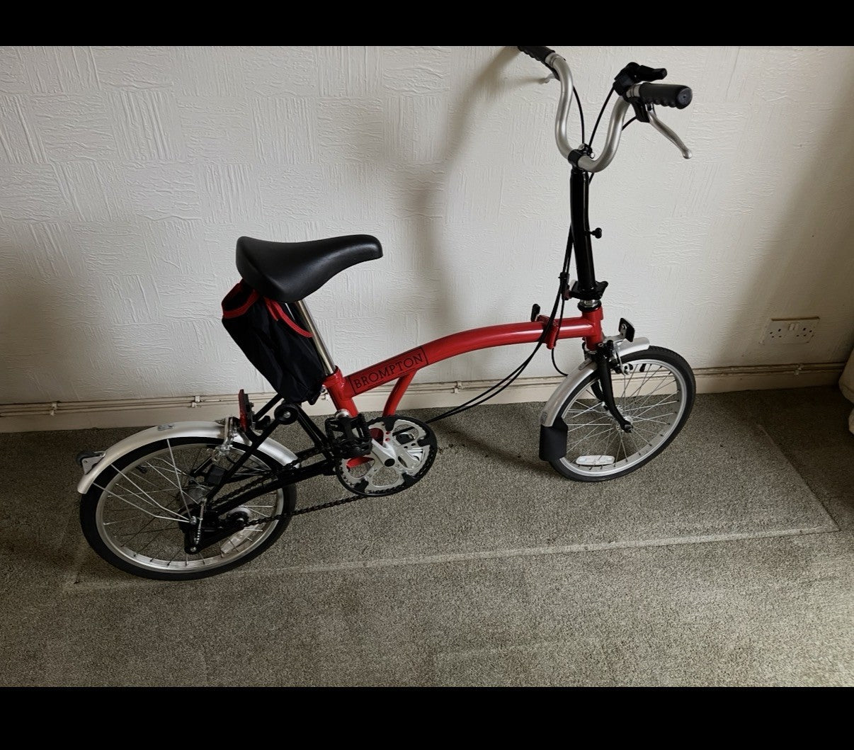 Red Brompton C Line M6R folding bicycle - Mint condition
