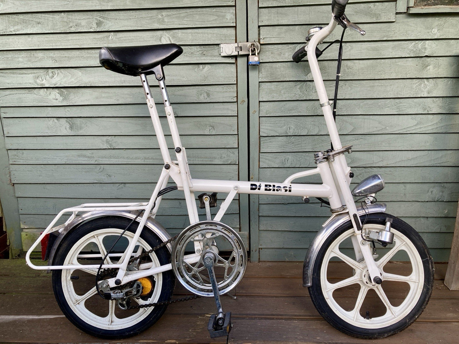 Classic Di-Blasi Folding Bicycle Cycle White 3 gears Drum Brake Nylon Wheels
