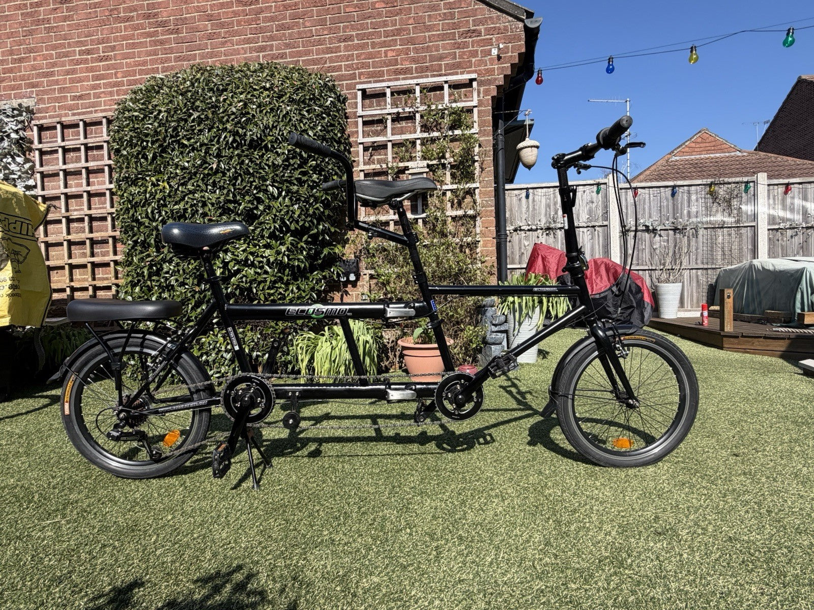 Ecosmo 20 Inch Wheel Folding Tandem Bicycle Bike Black