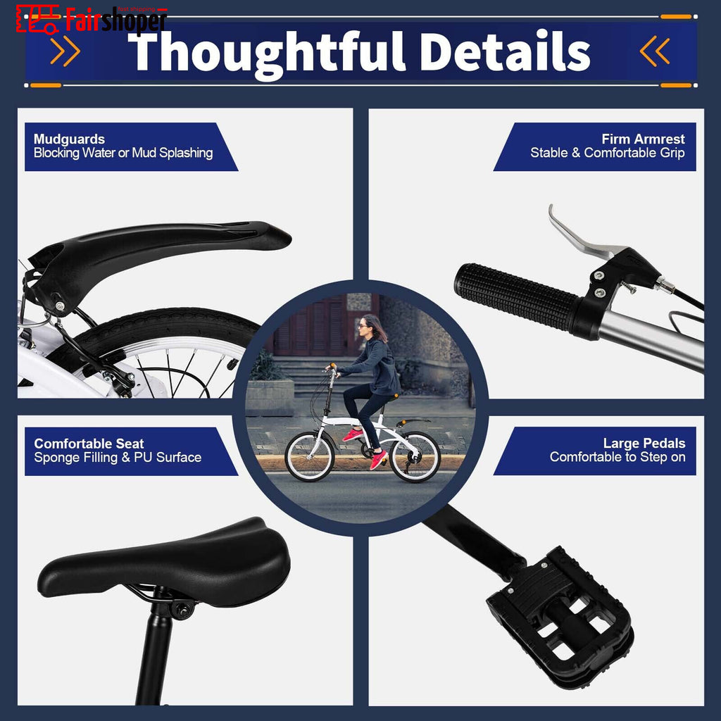 20" Folding Bike Adults Bicycle Lightweight Alloy Bicycle Folding City Bike UK