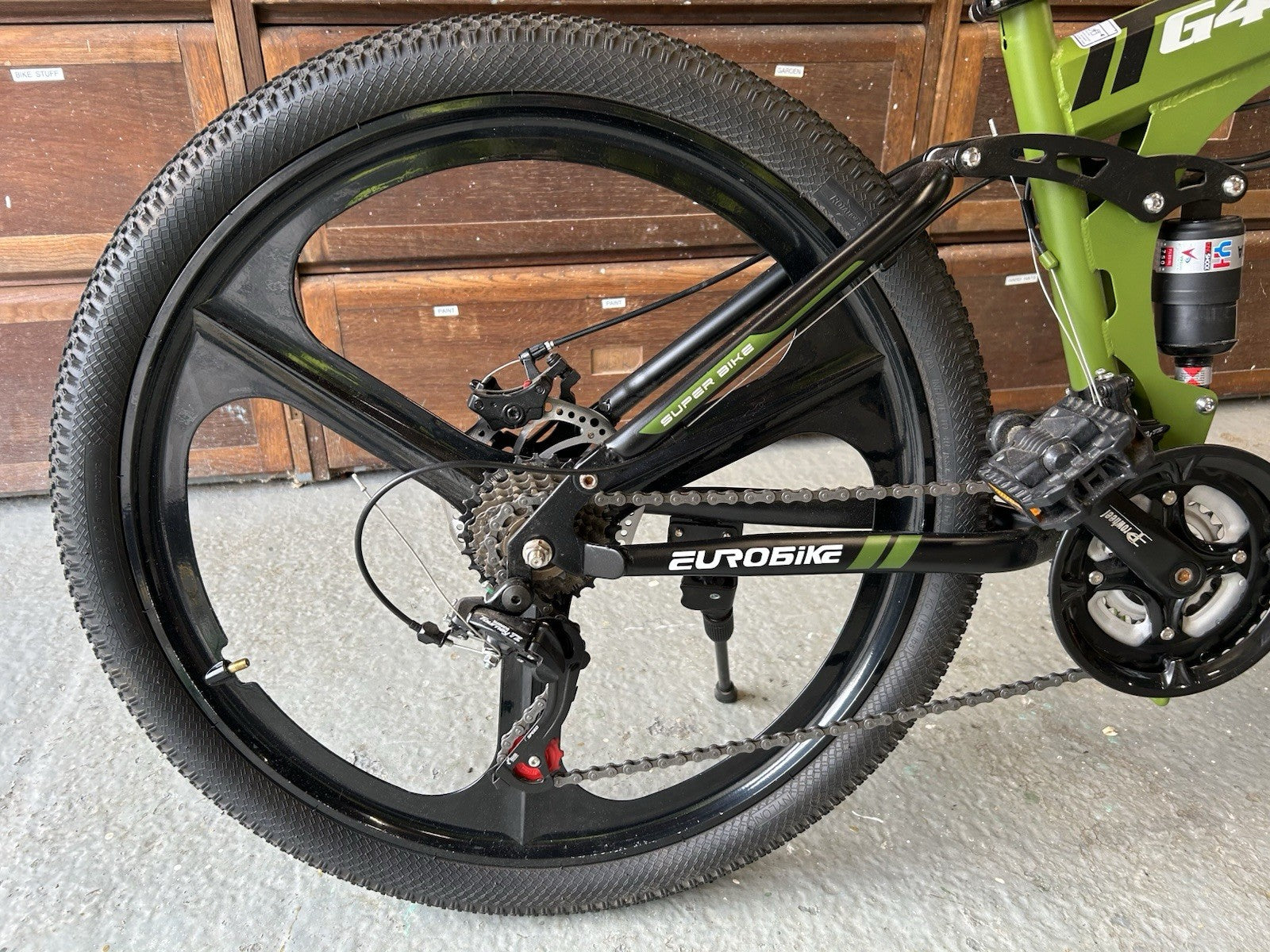 Eurobike G4 26" 21-Speed Foldable Mountain Bicycle Army Green