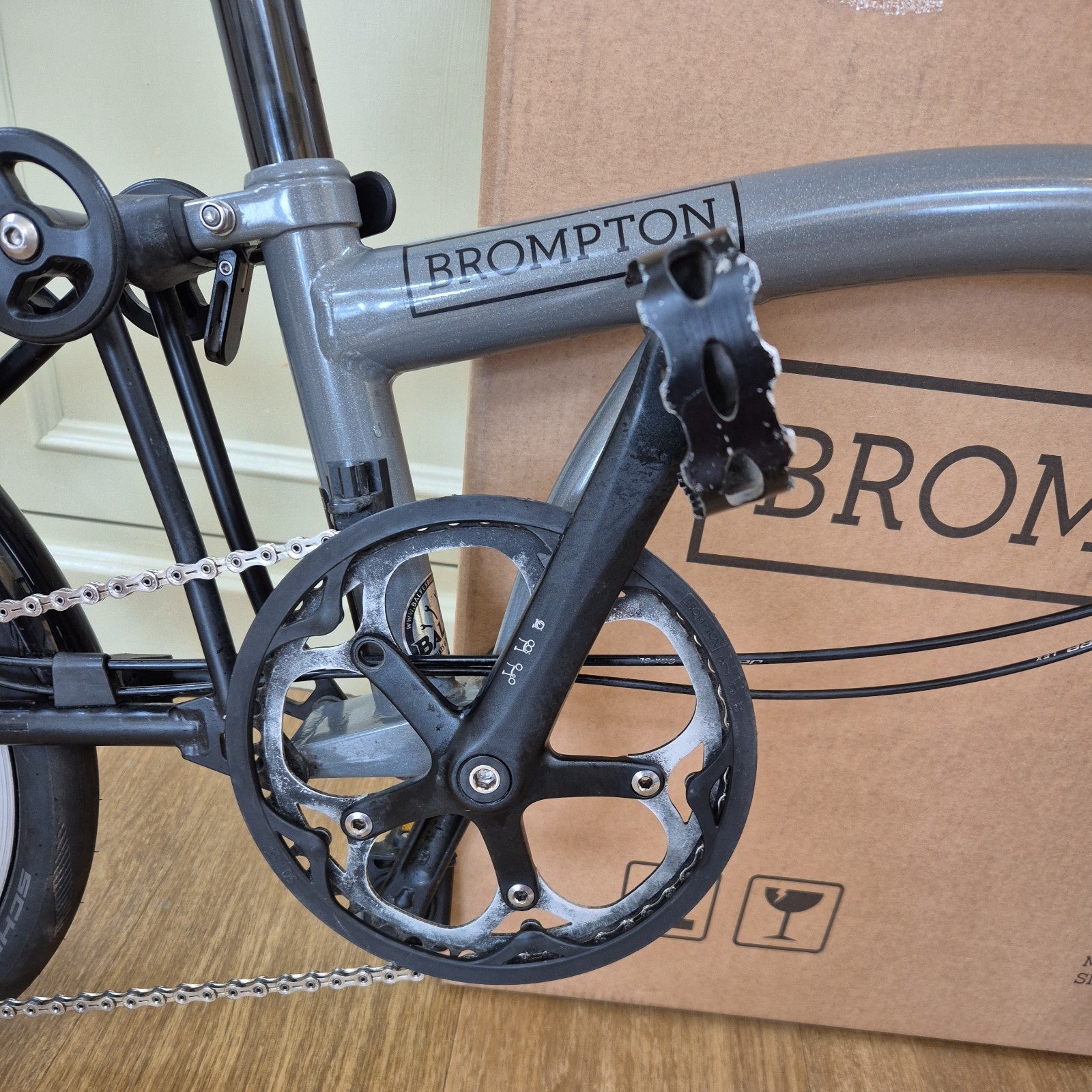 Brompton P Line 4 Speed Titanium Folding Bike Silver Black