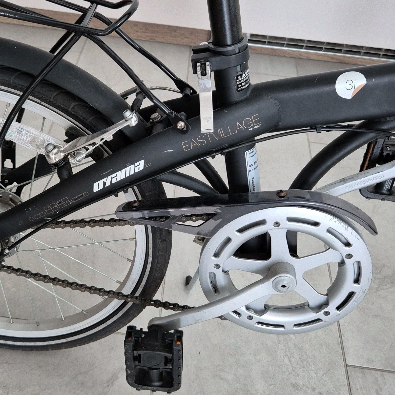 Oyama East Village 20in Folding Bike Shimano 3 Speed Black Folding Bike