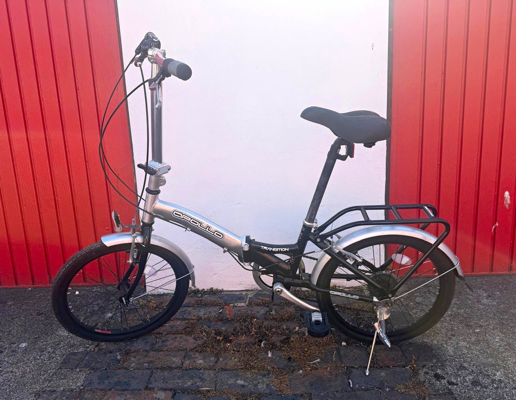Apollo Transition 20in Folding Bike 7 Speed Aluminium Silver/Black Rear Rack