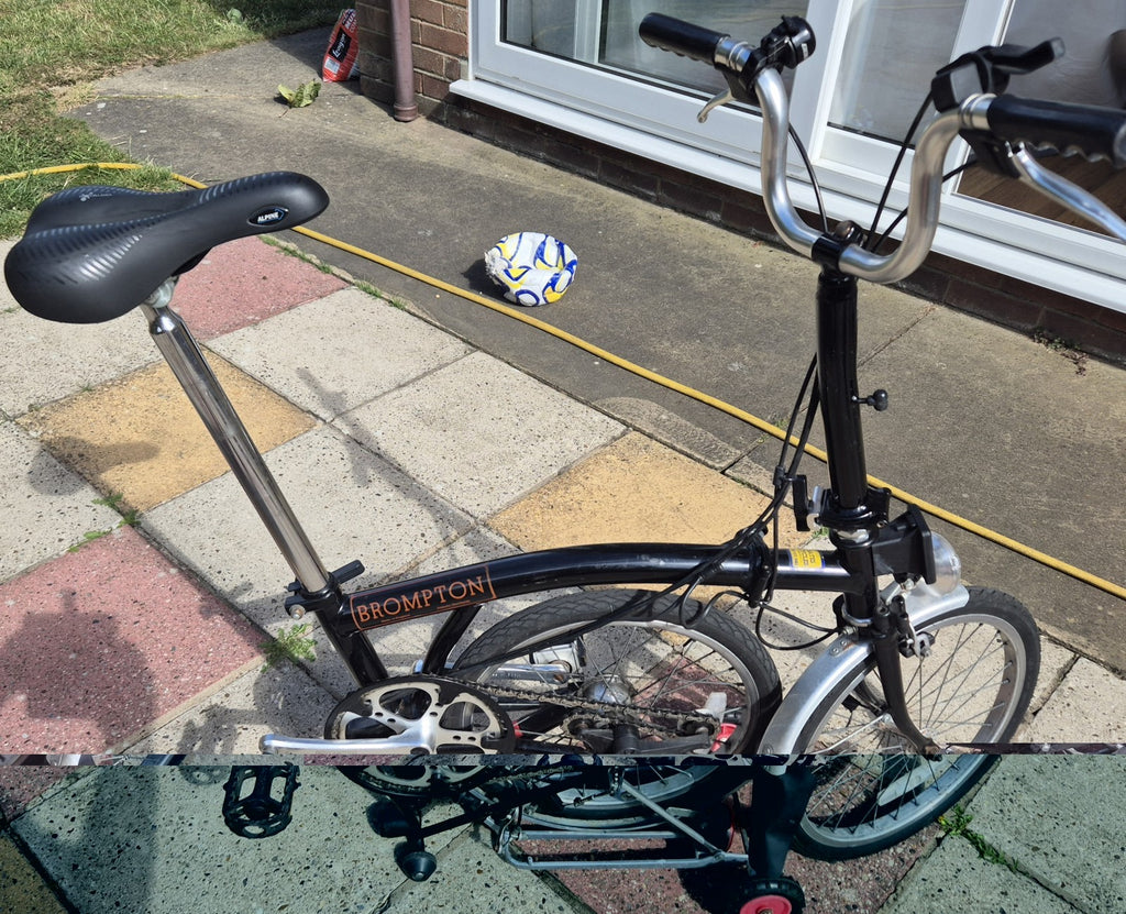 Brompton Folding Bike 16in 5-Speed Black/Silver Adjustable Seat Bell