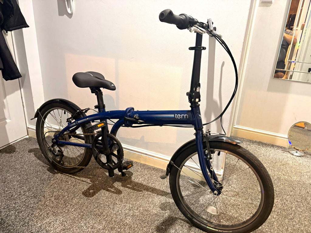 Tern Link B7 Folding Bike 20in Blue/Black Foldable Mudguards Kickstand V-Brake
