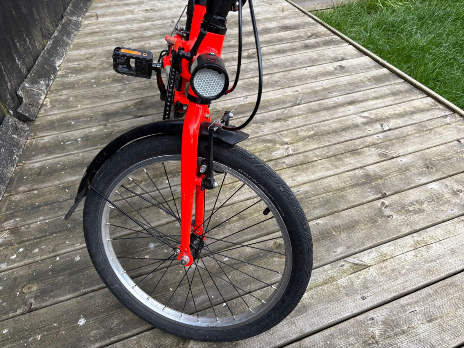 Decathlon B'Twin Tilt 500 Folding Bike 7 Speeds Red Orange