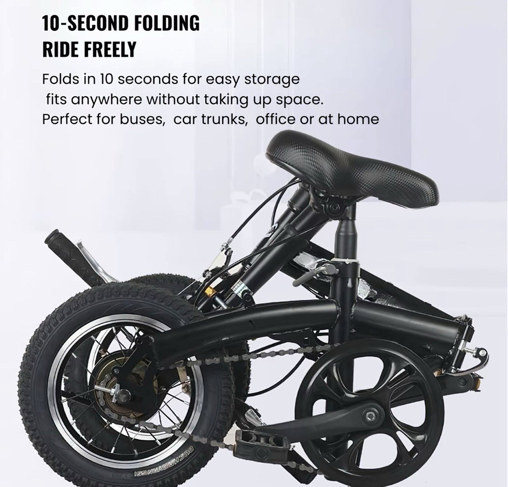 16 Inch Folding Bicycle with Dual Brakes, Adjustable Stem & Seat, Lightweight