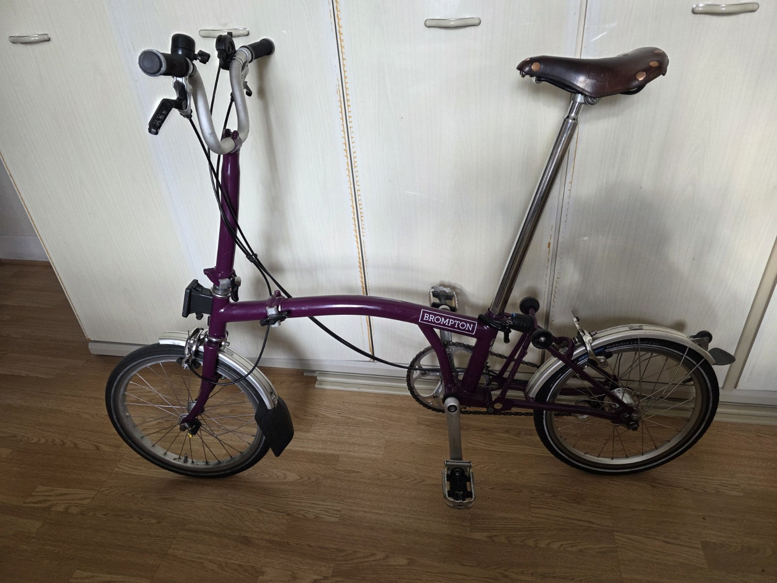 Brompton 3 Speed Bike  M Handle Bar  Good Condition , Brookes Leather Saddle