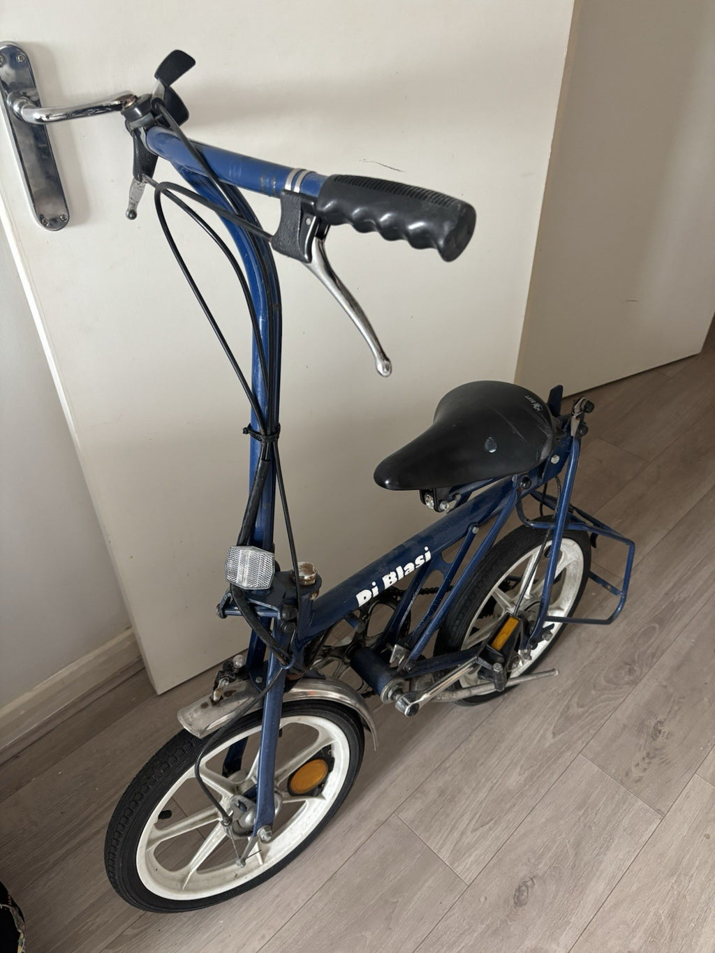 Di Blasi Folding Bike 16in Blue with Rear Rack, & Caliper Brakes