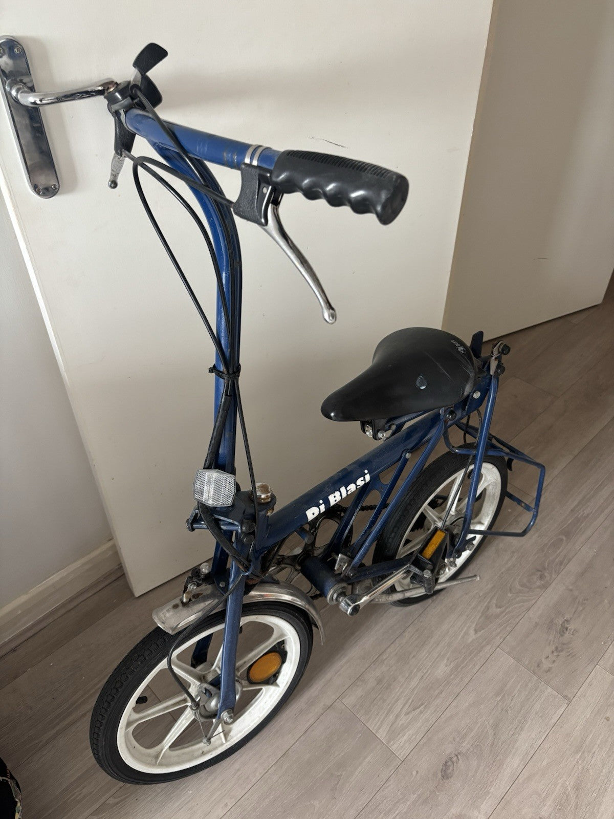 Di Blasi Folding Bike 16in Blue with Rear Rack, & Caliper Brakes