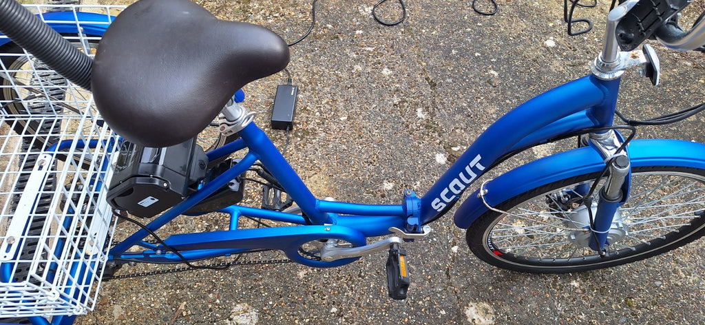 Trike Scout Electric 24" Tricycle Adults Seniors Foldable 6 Speed With Basket