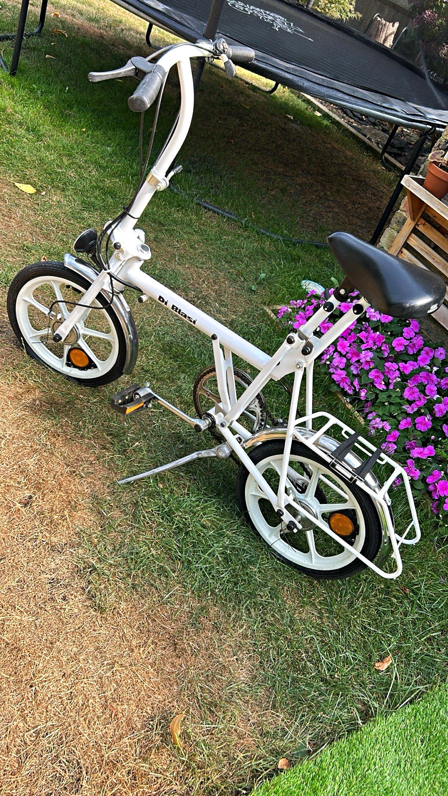 Di Blasi White Folding Bike 20in Wheels with Rear Rack & Carry Bag