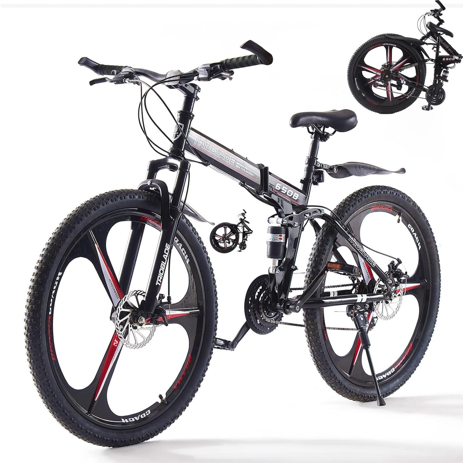 24 26 27.5Inch Wheel Folding Mountain Bike 21 Speed Full Suspension Bicycle Men