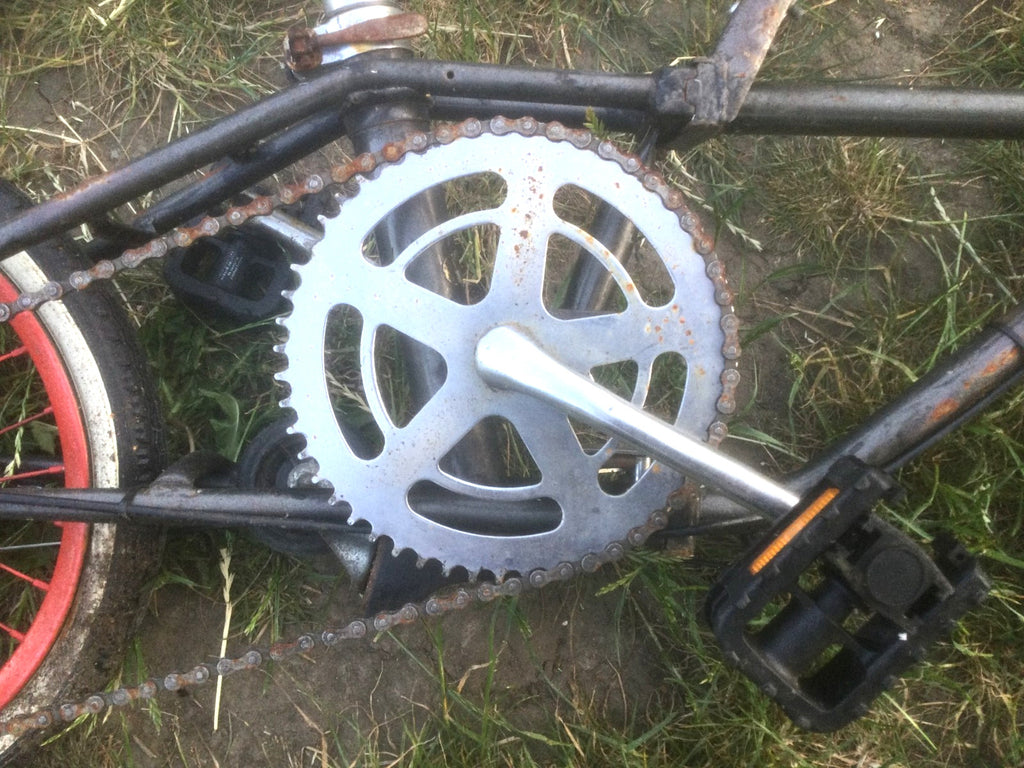 FOLDING BIKE - MAKE UNKNOWN / "USA DESIGN ENGINEERING" / CHROME & RED / xv