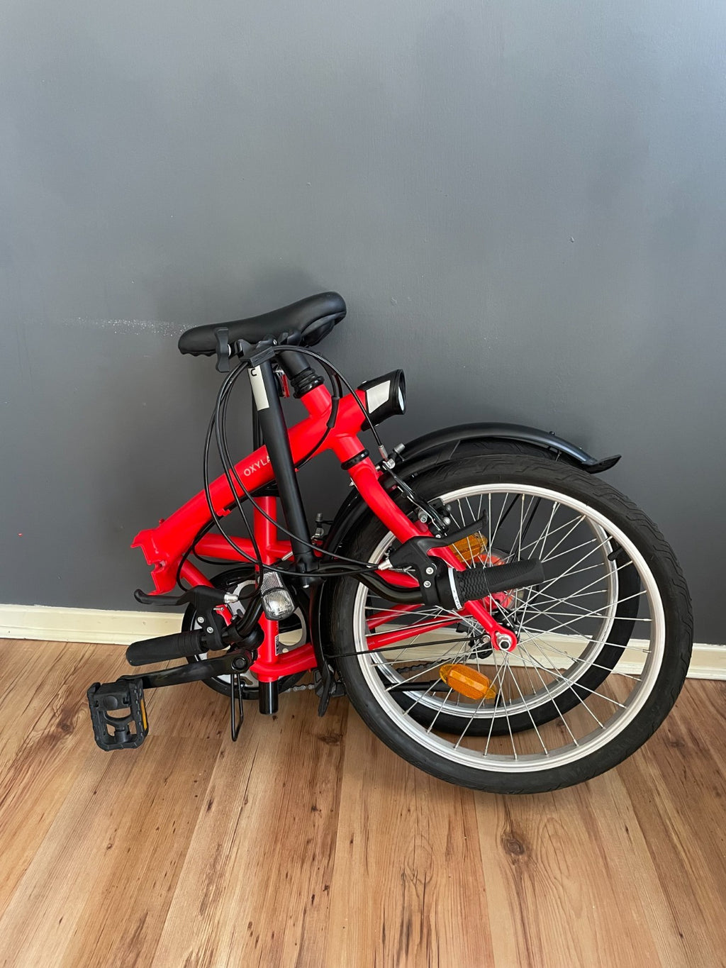 Decathlon BTWIN Tilt 120 Red Folding Bike with Pannier & Bike Accessories