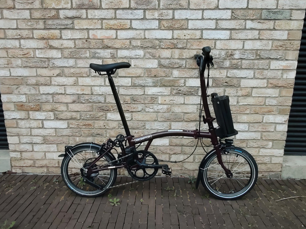 Brompton Electric C Line 2025 e-Motiq 4 Speed Plum Red 29 Miles