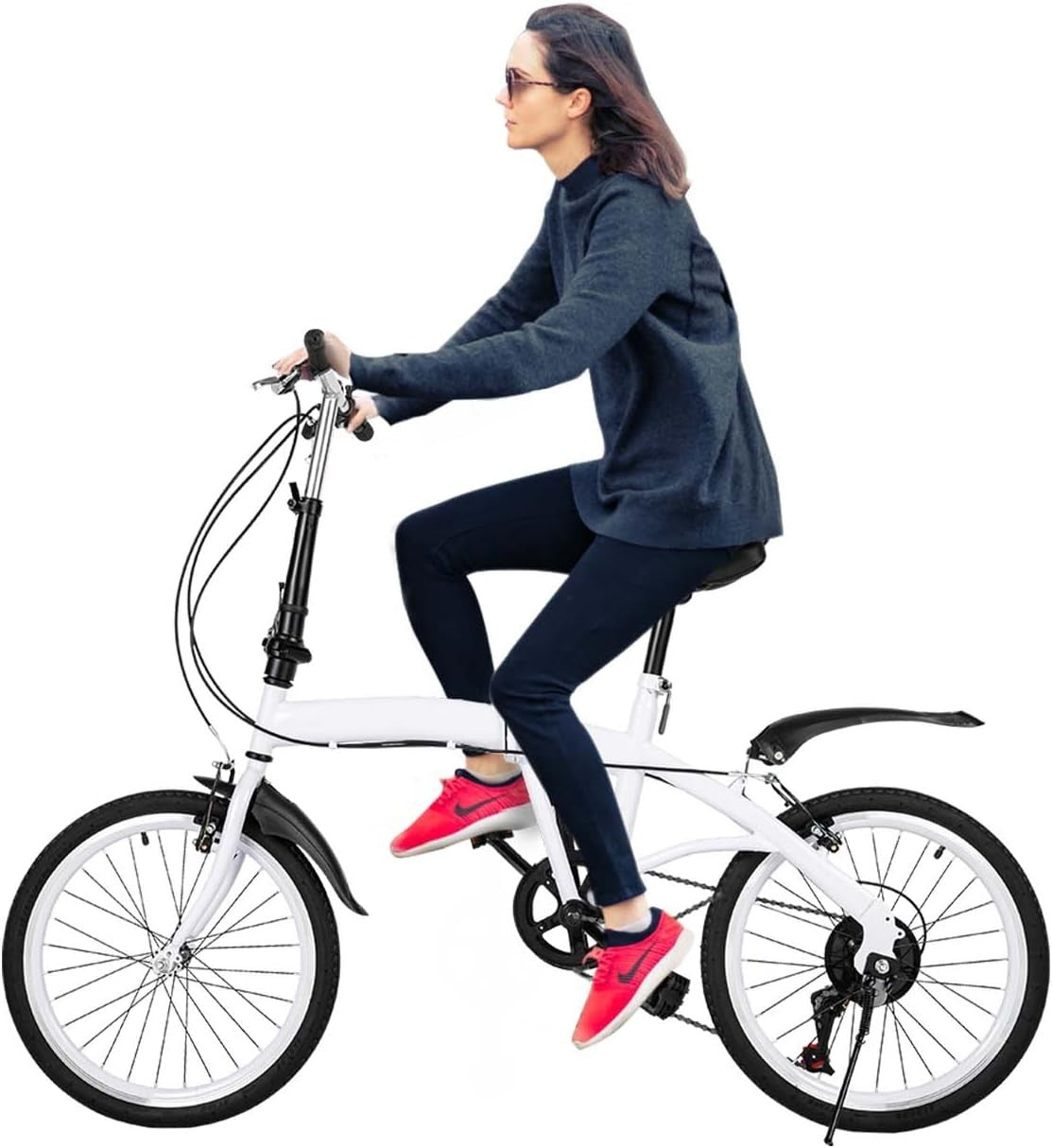 20" Folding Bike Lightweight 6-Speed Adjustable Seat Compact City Ride